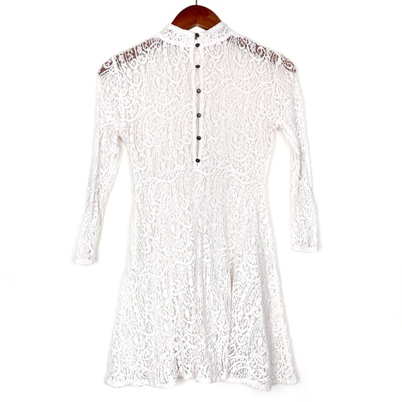 Free People White Lace Sheer Long Sleeve Dress - Picture 2 of 3